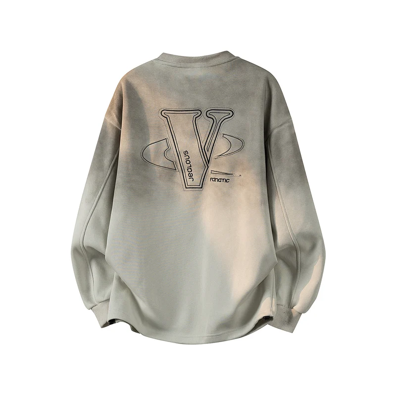 Damen Oversize-Sweatshirt mit gesticktem Schriftzug, abgerundetem Saum & überschnittener Schulter Drune