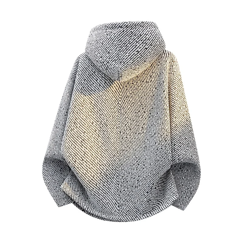 Damen Oversize Struktur-Ponchojacke mit Schalkragen und asymmetrischem Reißverschluss Drune