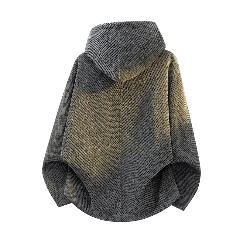 Damen Oversize Struktur-Ponchojacke mit Schalkragen und asymmetrischem Reißverschluss Drune