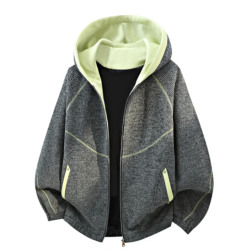 Damen Oversize-Struktur-Kapuzenjacke mit Kontrastfutter, durchgehendem Reißverschluss & Eingrifftaschen Drune