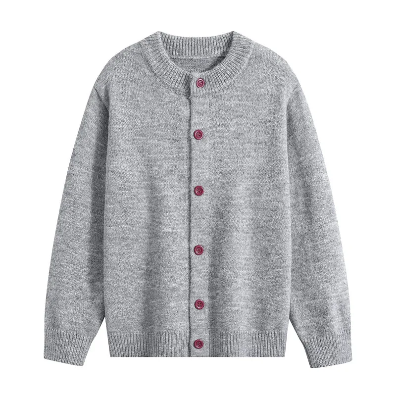 Damen Oversize-Strickjacke mit Rundhalsausschnitt, Rippsaum & Kontrastknöpfen Drune
