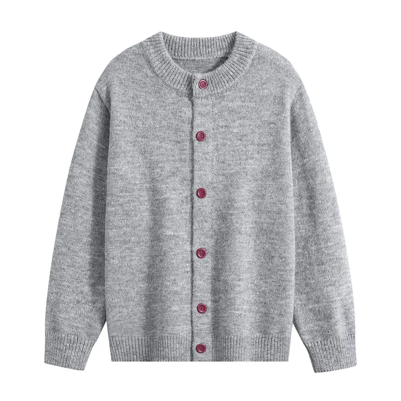 Damen Oversize-Strickjacke mit Rundhalsausschnitt, Rippsaum & Kontrastknöpfen Drune