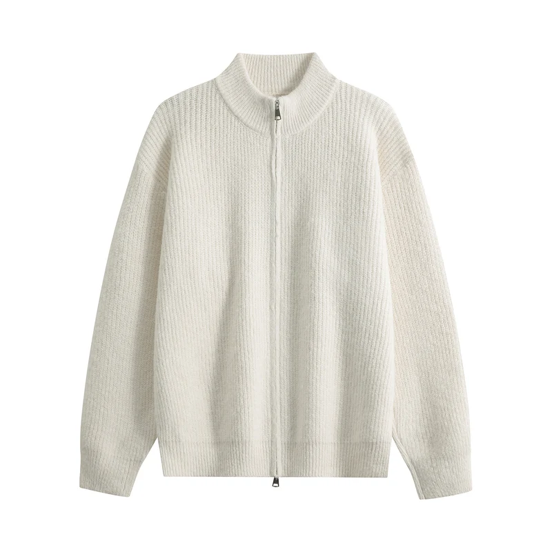 Damen Oversize-Strickjacke mit Rundhalsausschnitt, Rippsaum & Kontrastknöpfen Drune