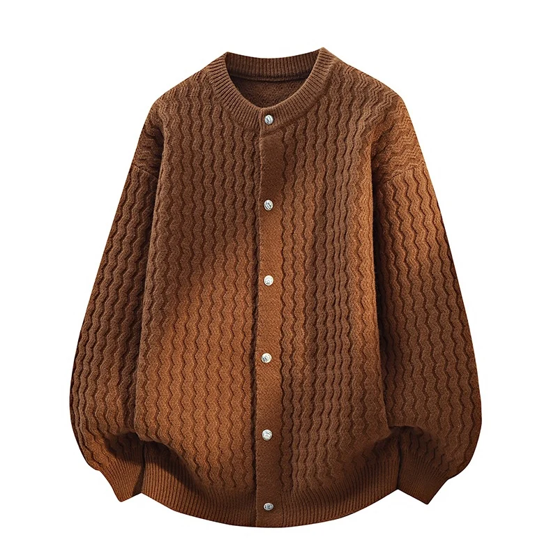 Damen Oversize-Strickjacke mit feiner Strukturstruktur & Perlenknopfleiste Drune
