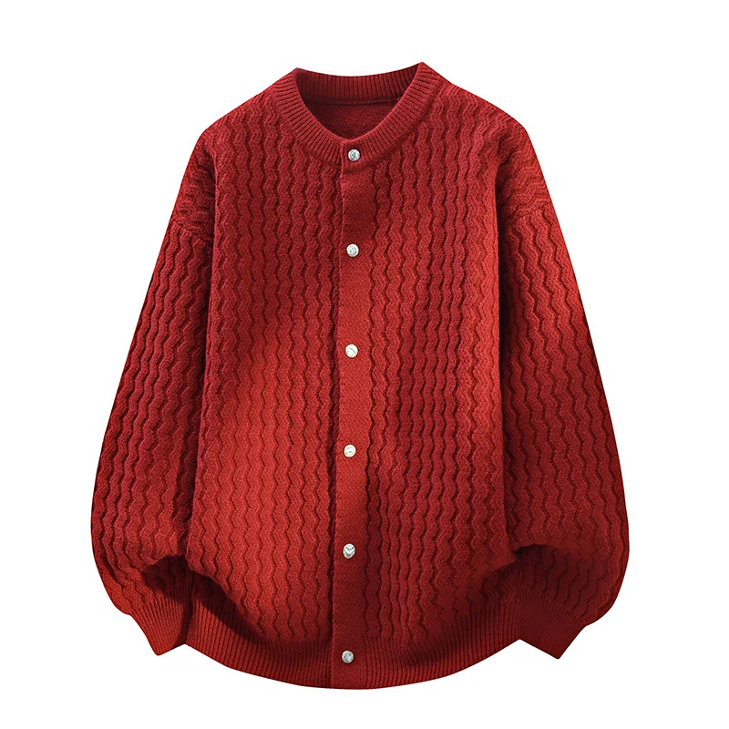 Damen Oversize-Strickjacke mit feiner Strukturstruktur & Perlenknopfleiste Drune
