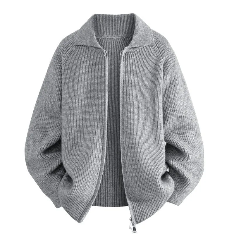 Damen Oversize-Strickjacke mit durchgehendem Reißverschluss, gerippter Struktur & Stehkragen Drune