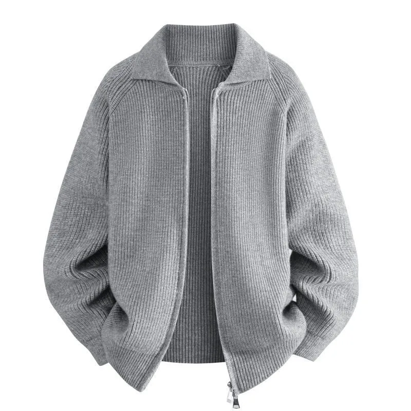 Damen Oversize-Strickjacke mit durchgehendem Reißverschluss, gerippter Struktur & Stehkragen Drune