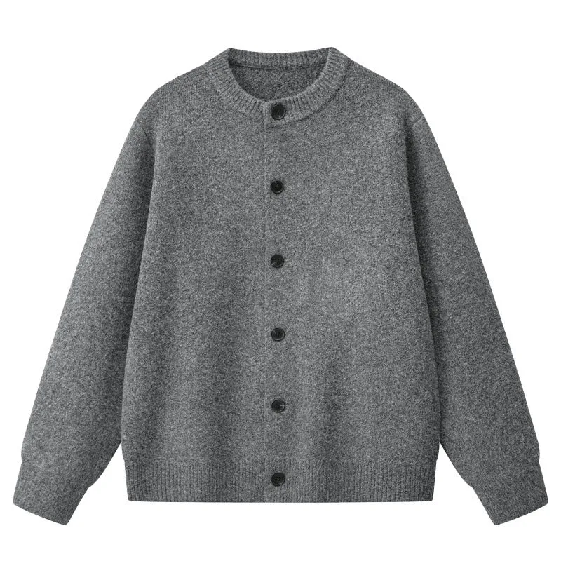 Damen Oversize Strickjacke im Bomberstil mit Rundhals, geripptem Saum & Ballonärmeln Drune