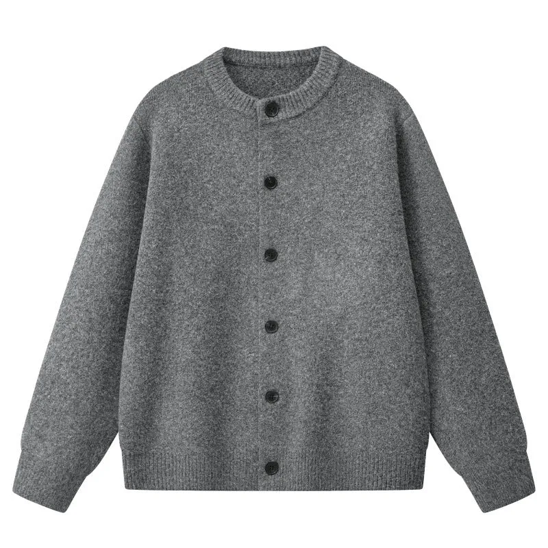 Damen Oversize Strickjacke im Bomberstil mit Rundhals, geripptem Saum & Ballonärmeln Drune