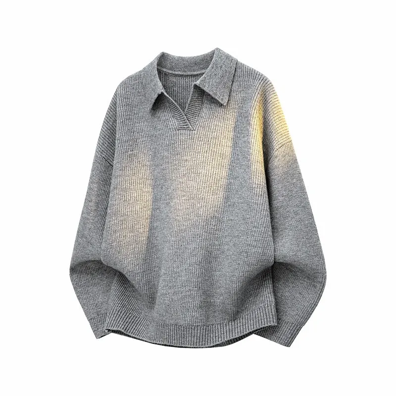 Damen Oversize Strick-Polo mit offenem V-Ausschnitt, Raglanärmeln & verlängertem Rückensaum Drune