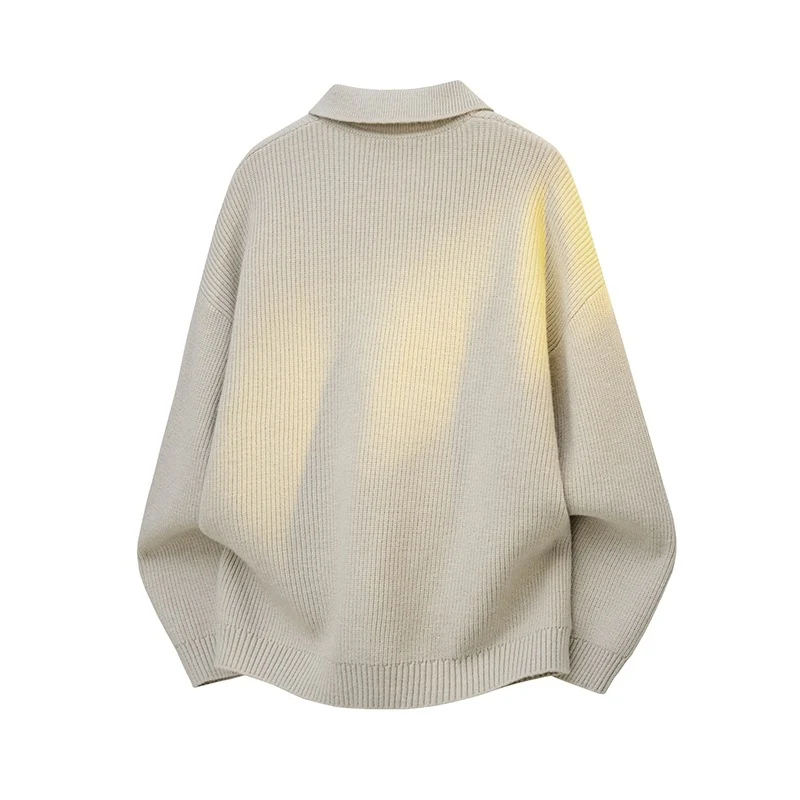 Damen Oversize Strick-Polo mit offenem V-Ausschnitt, Raglanärmeln & verlängertem Rückensaum Drune