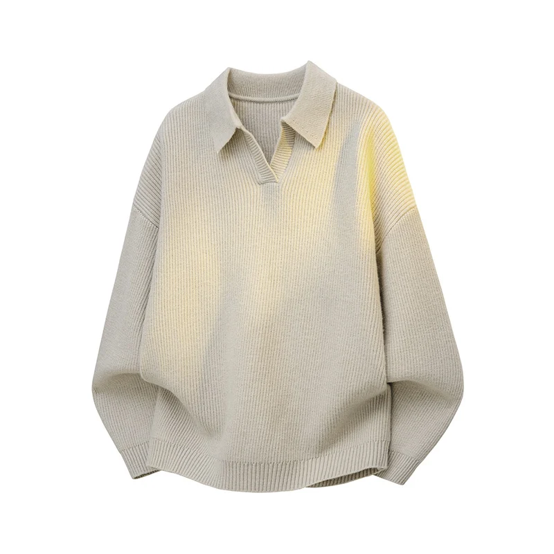 Damen Oversize Strick-Polo mit offenem V-Ausschnitt, Raglanärmeln & verlängertem Rückensaum Drune