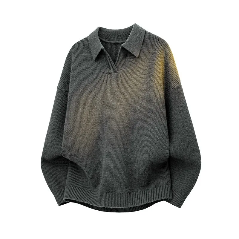 Damen Oversize Strick-Polo mit offenem V-Ausschnitt, Raglanärmeln & verlängertem Rückensaum Drune