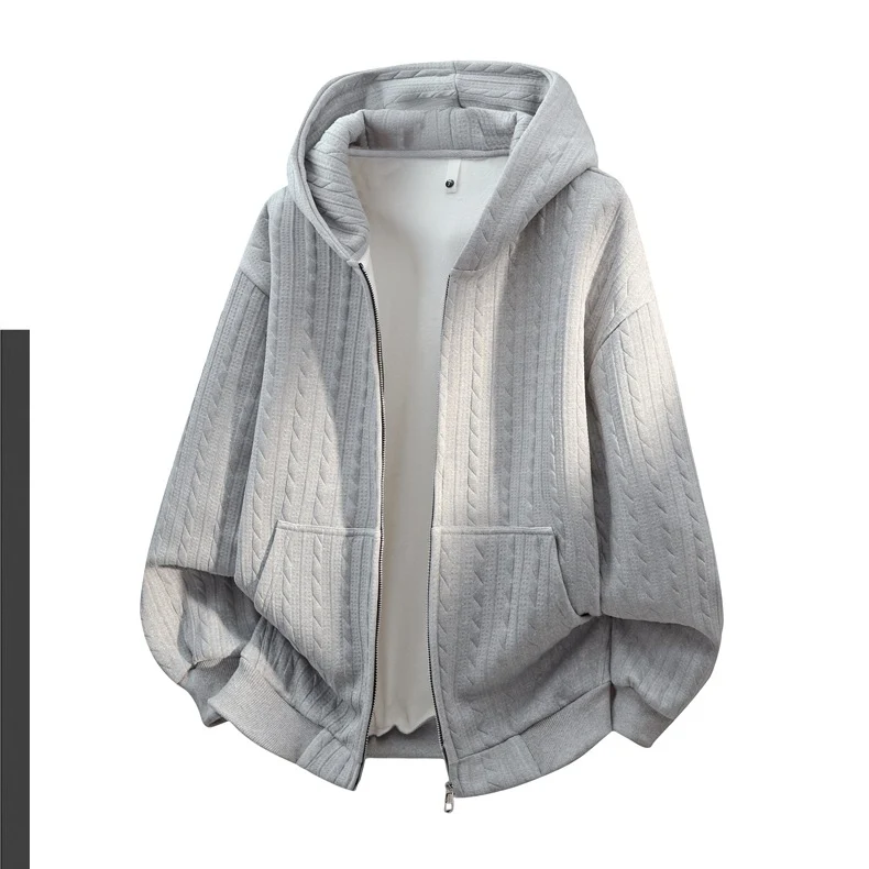Damen Oversize Strick‑Kapuzenjacke mit Zopfmuster, Reißverschluss & Kängurutaschen Drune