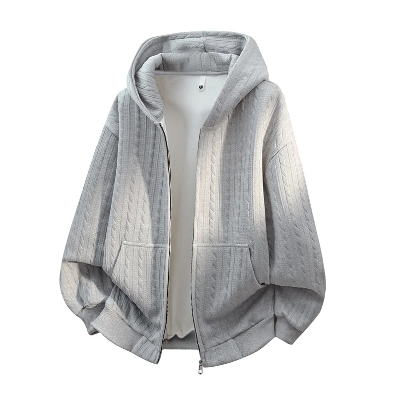 Damen Oversize Strick‑Kapuzenjacke mit Zopfmuster, Reißverschluss & Kängurutaschen Drune