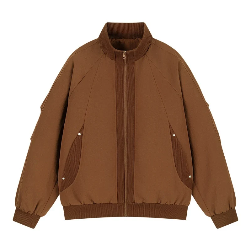 Damen Oversize Bomberjacke mit Raglanärmeln, Stehkragen und Eingrifftaschen Drune
