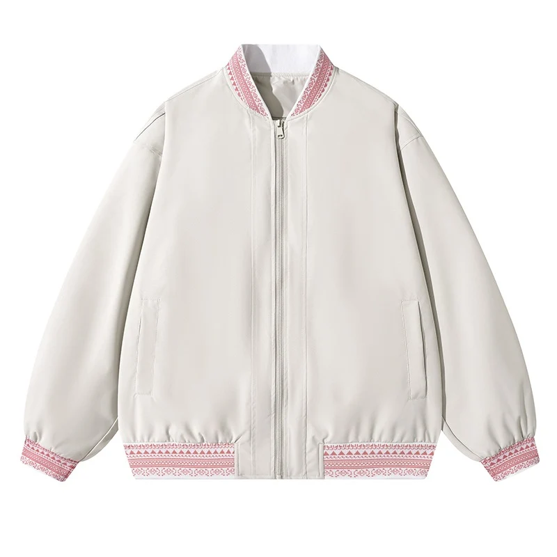 Damen Oversize Bomberjacke mit folklorischen Stickborden Drune