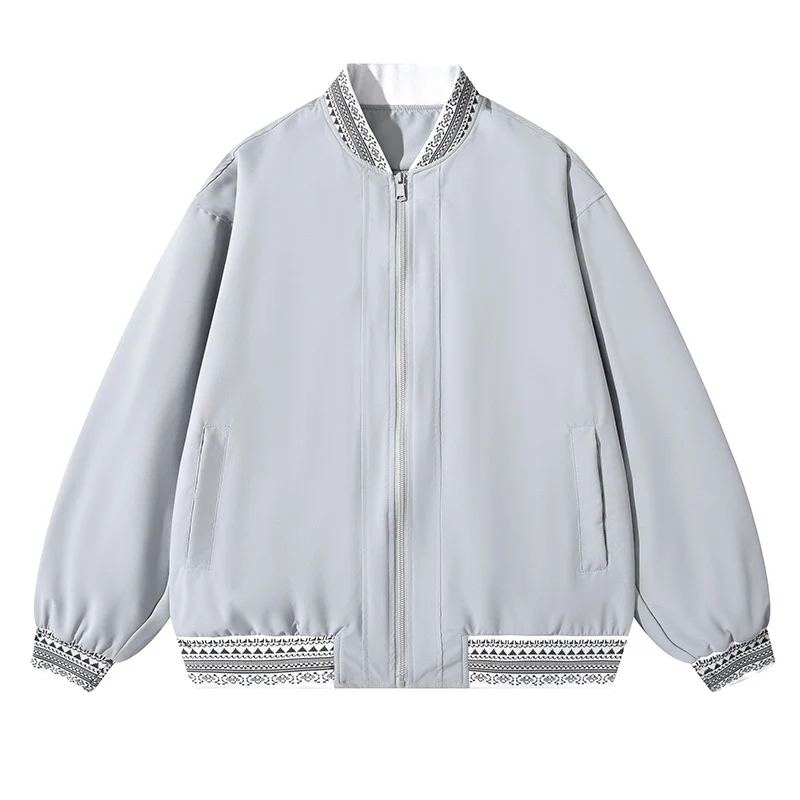 Damen Oversize Bomberjacke mit folklorischen Stickborden Drune
