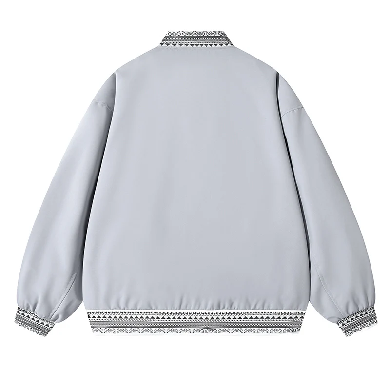 Damen Oversize Bomberjacke mit folklorischen Stickborden Drune