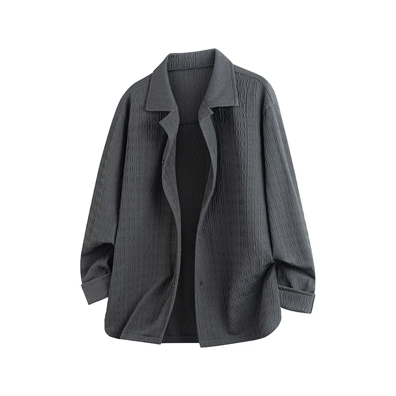 Damen Leicht strukturierte Oversize-Hemdjacke mit Reverskragen & Druckknopffront Drune