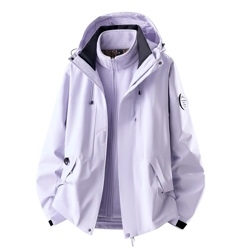 Damen Dreiteilige wasserdichte Outdoorjacke mit abnehmbarem Fleece-Innenlayer Drune