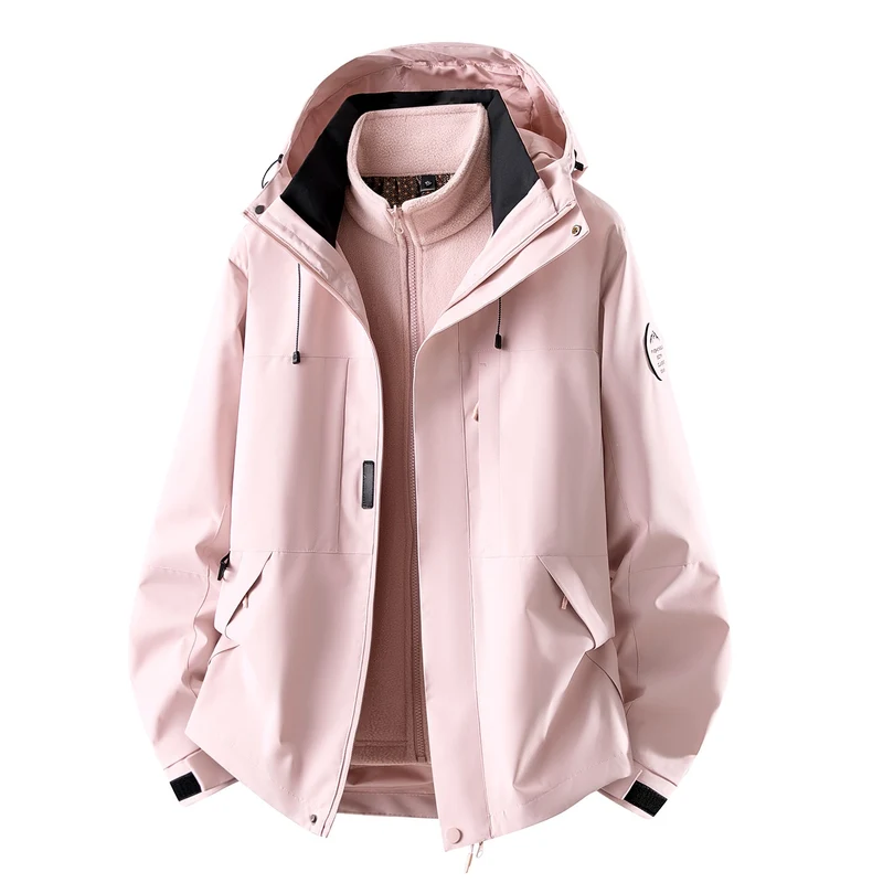 Damen Dreiteilige wasserdichte Outdoorjacke mit abnehmbarem Fleece-Innenlayer Drune