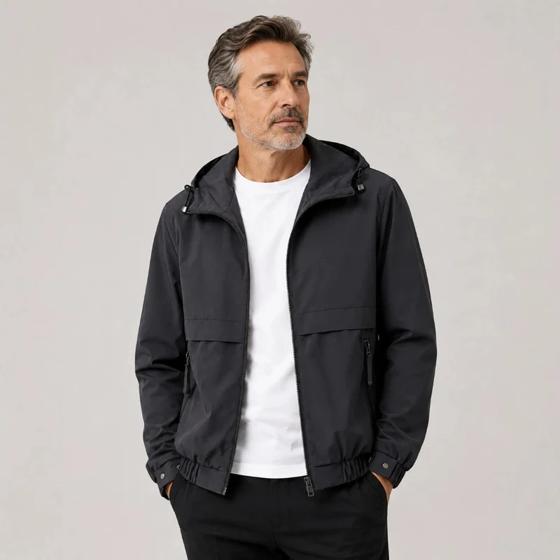 Herren Leichte Regenjacke mit verstellbarer Kapuze Drune