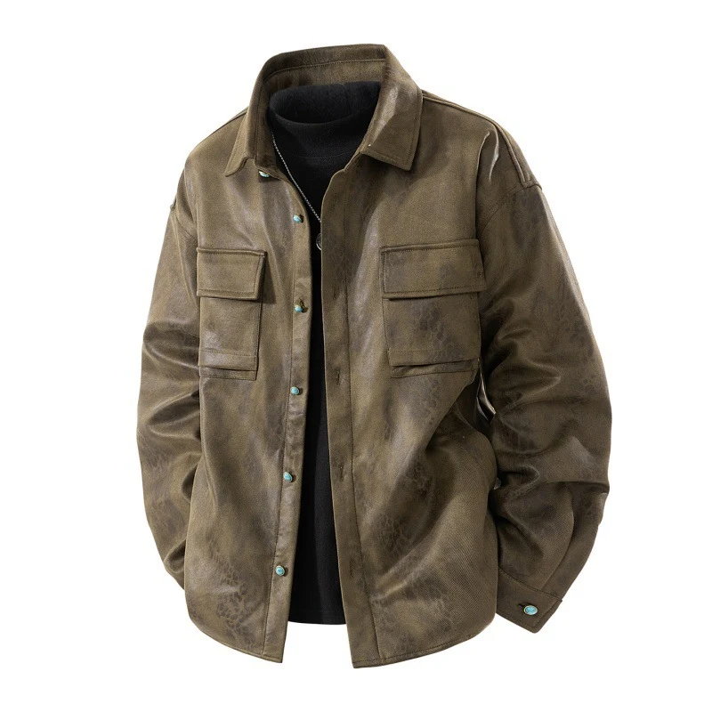 Herren Lässige Lederjacke Drune