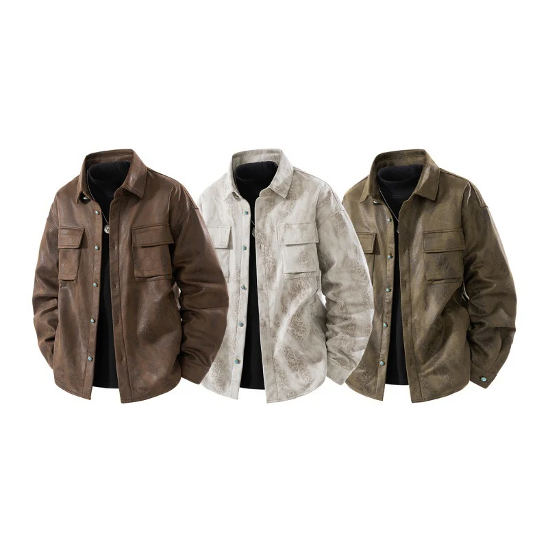 Herren Lässige Lederjacke Drune