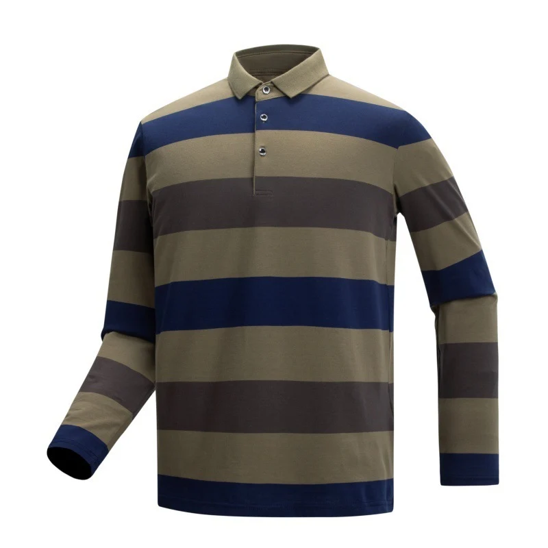 Herren Langarm-Polo-Shirt mit Streifen Drune