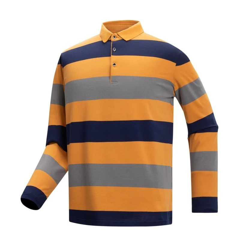 Herren Langarm-Polo-Shirt mit Streifen Drune