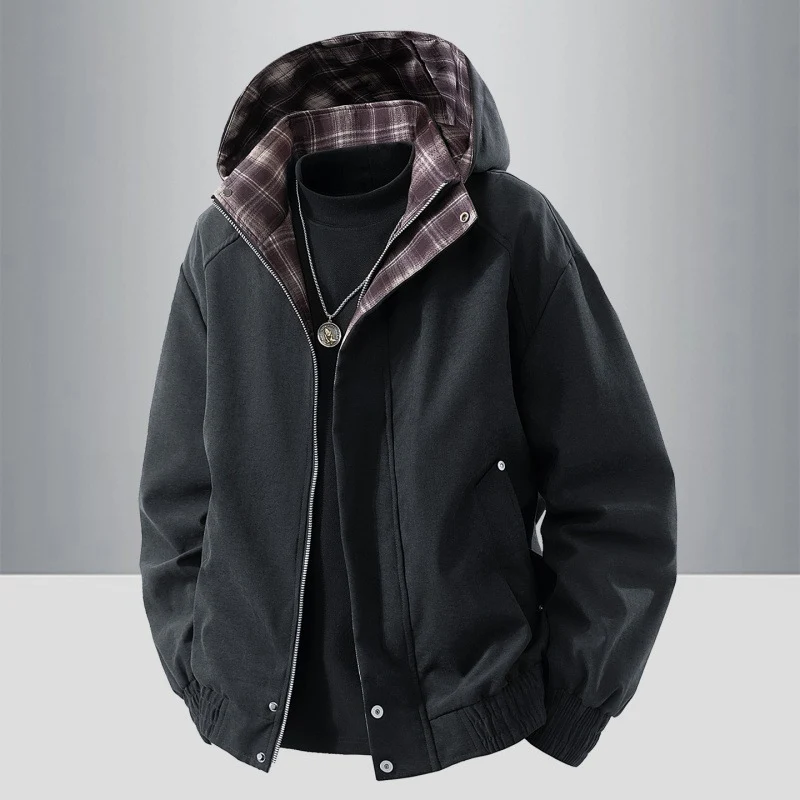 Herren Kapuzenjacke mit Karo-Futter Drune