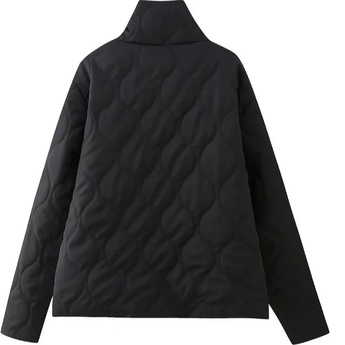 Damen gesteppte Kurzjacke mit Stehkragen und Volant‑Taschen Drune