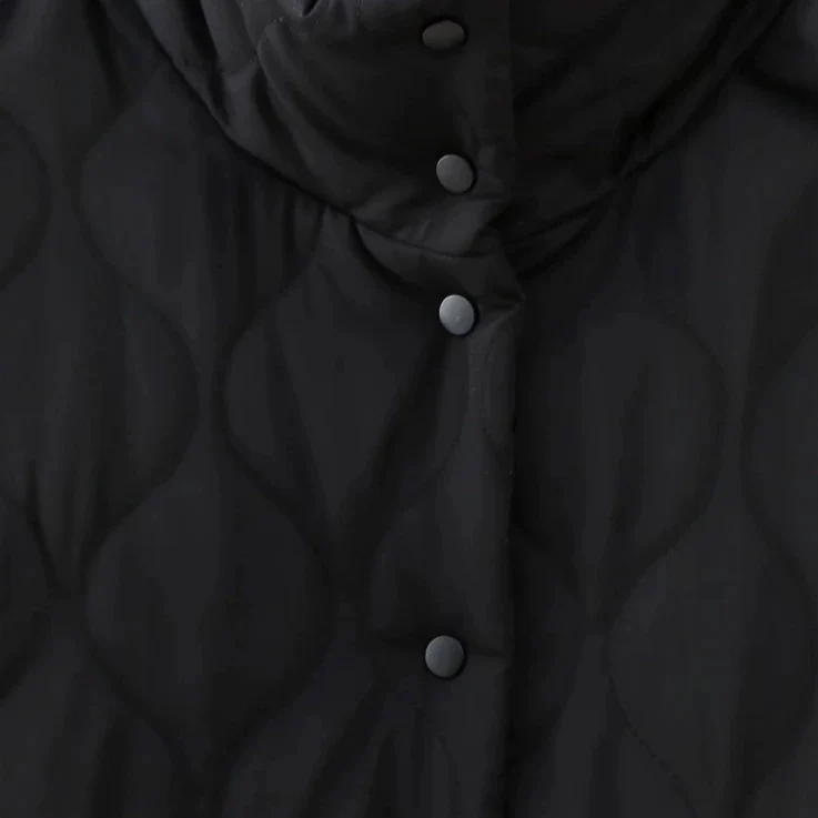 Damen gesteppte Kurzjacke mit Stehkragen und Volant‑Taschen Drune