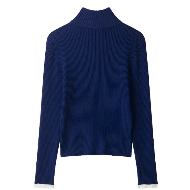 Damen Gerippter Zip-Cardigan mit Stehkragen und feiner Struktur Drune