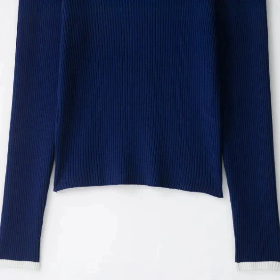 Damen Gerippter Zip-Cardigan mit Stehkragen und feiner Struktur Drune