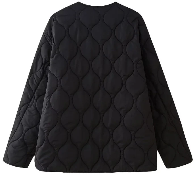 Damen Gequiltete Steppjacke mit Bindebändern und Rundhalsausschnitt Drune