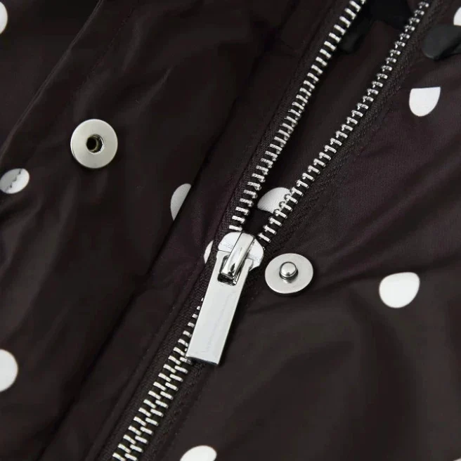 Damen Gepunktete Regenjacke im Bomberstil mit Stehkragen und elastischem Saum Drune