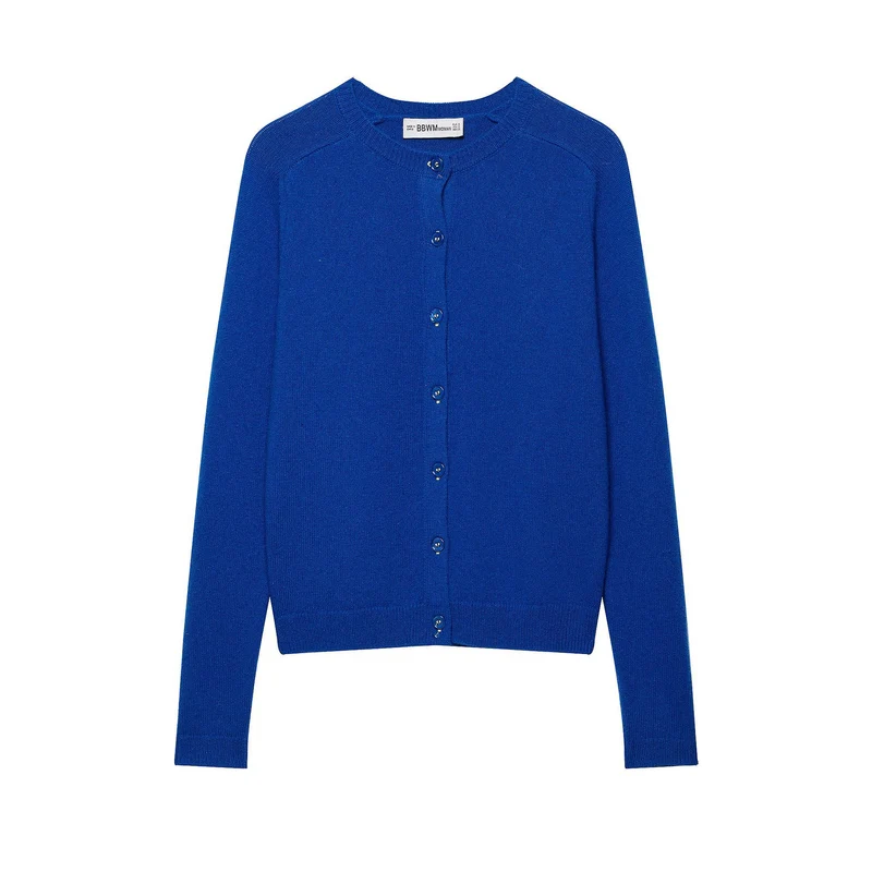 Damen Feinstrick-Cropped-Cardigan mit Rundhalsausschnitt und Perlmuttknöpfen Drune