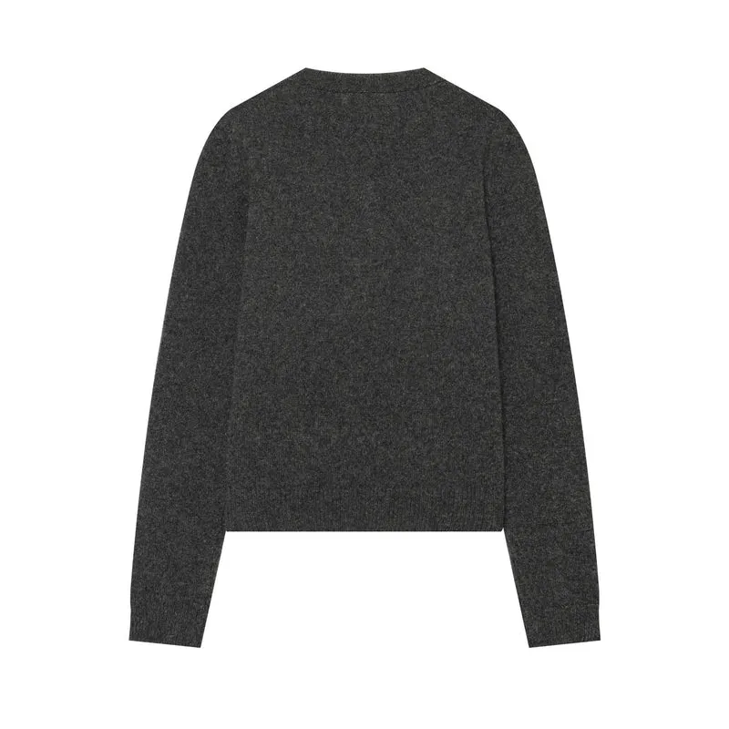 Damen Feinstrick-Cardigan im Cropped-Schnitt mit Rundhalsausschnitt und Holzknopfleiste Drune