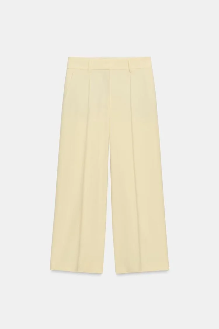 Damen Elegante High‑Waist Culotte‑Hose mit Bügelfalte und verdecktem Reißverschluss Drune