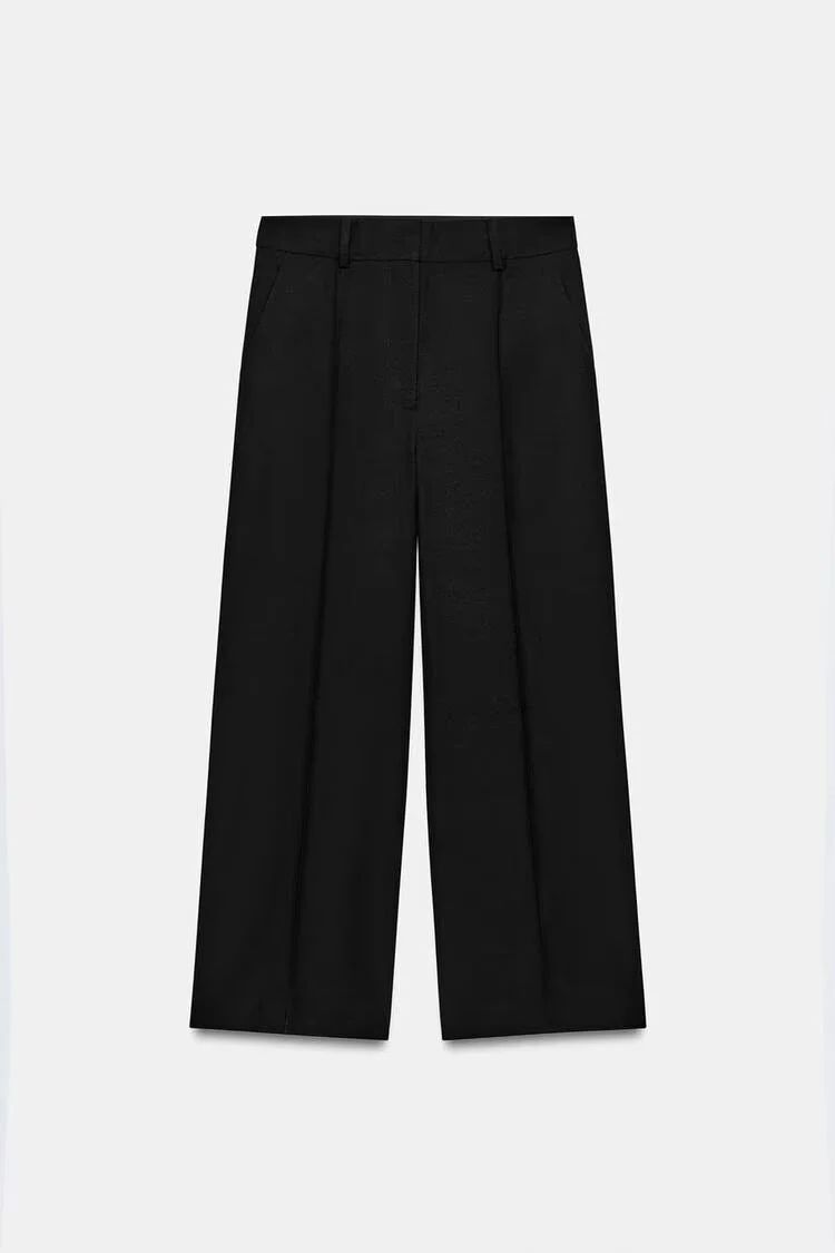 Damen Elegante High‑Waist Culotte‑Hose mit Bügelfalte und verdecktem Reißverschluss Drune