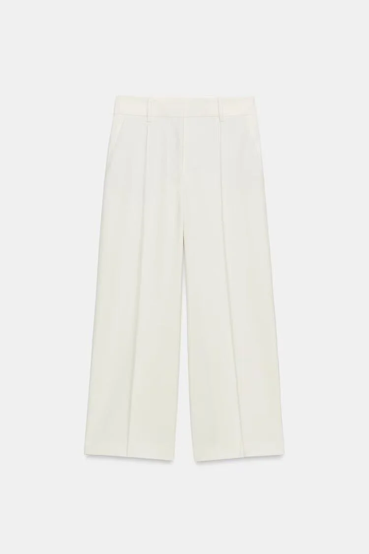 Damen Elegante High‑Waist Culotte‑Hose mit Bügelfalte und verdecktem Reißverschluss Drune