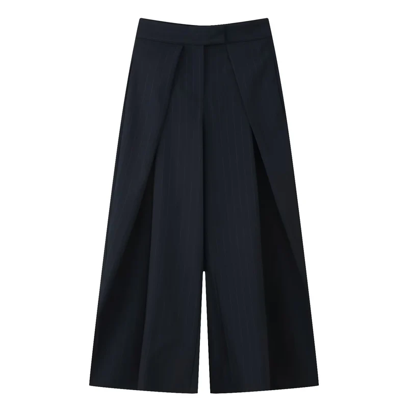 Damen Culotte-Hose mit weitem Bein, hoher Taille und ausgestellter Silhouette Drune