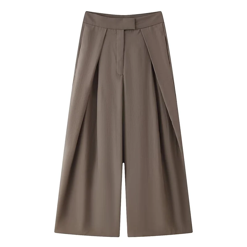 Damen Culotte-Hose mit weitem Bein, hoher Taille und ausgestellter Silhouette Drune
