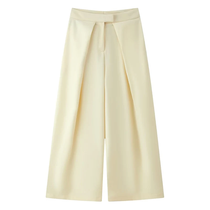 Damen Culotte-Hose mit weitem Bein, hoher Taille und ausgestellter Silhouette Drune