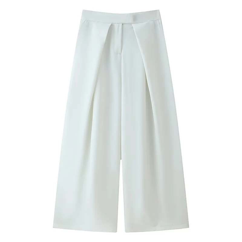 Damen Culotte-Hose mit weitem Bein, hoher Taille und ausgestellter Silhouette Drune