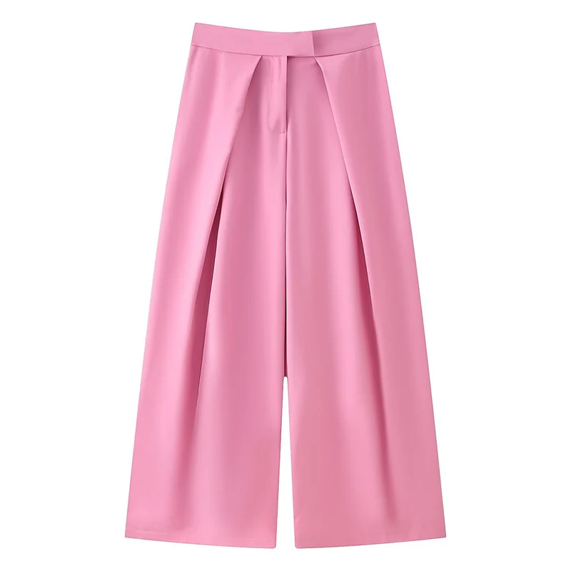 Damen Culotte-Hose mit weitem Bein, hoher Taille und ausgestellter Silhouette Drune