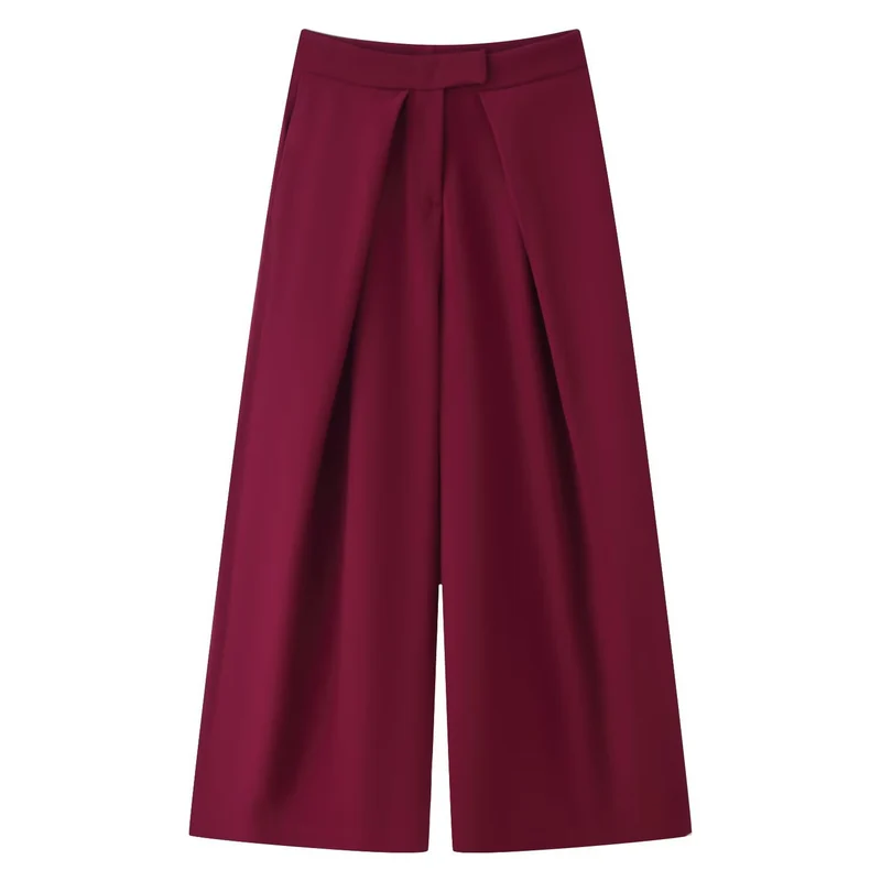 Damen Culotte-Hose mit weitem Bein, hoher Taille und ausgestellter Silhouette Drune