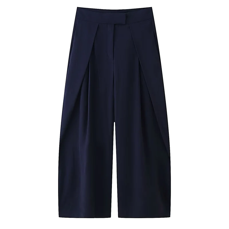 Damen Culotte-Hose mit weitem Bein, hoher Taille und ausgestellter Silhouette Drune